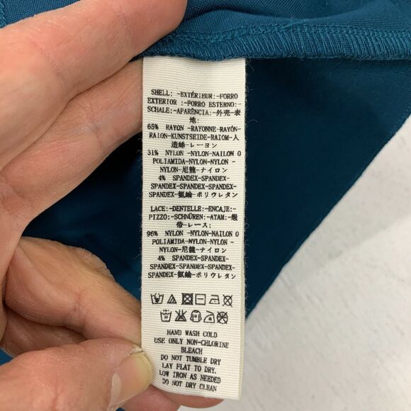 Free People It's Now or Never Mini Dress Women Size S Teal Bell Sleeves Fish Net - Picture 8 of 13